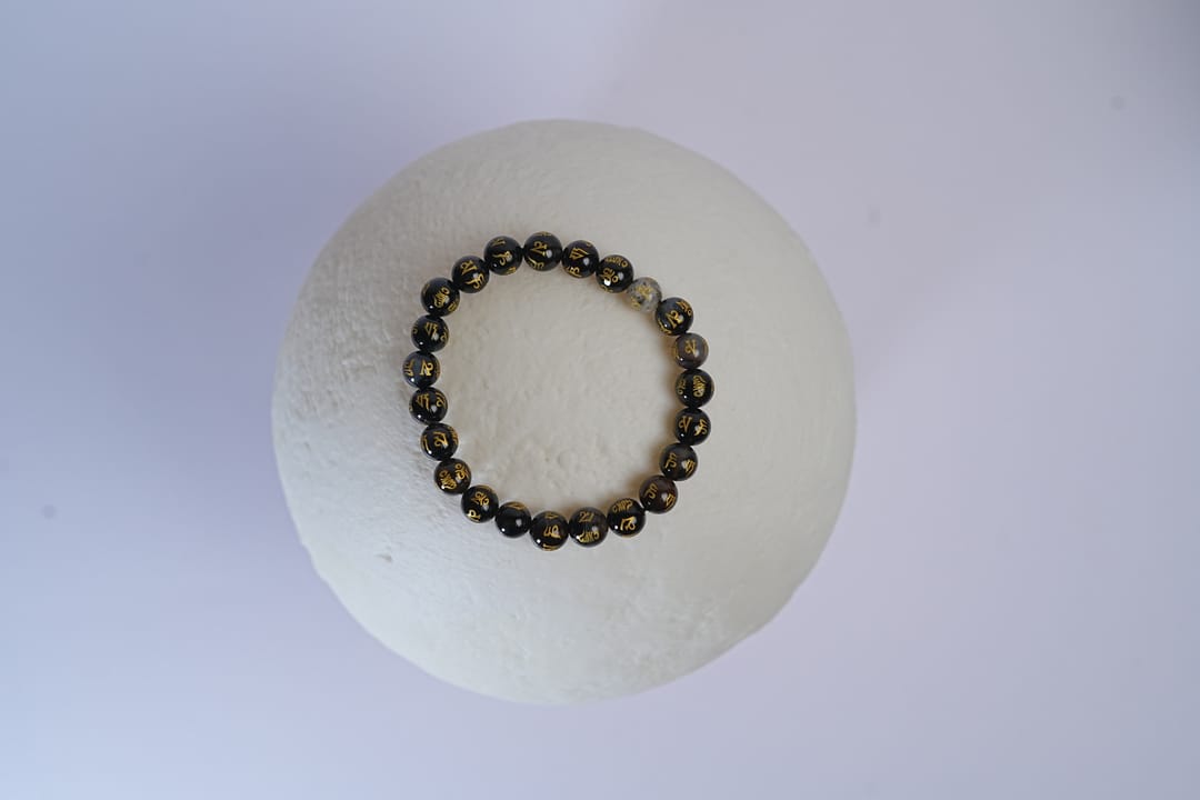 Om Mani Padme Hum + Black Obsidian Bracelet thumbnail 4