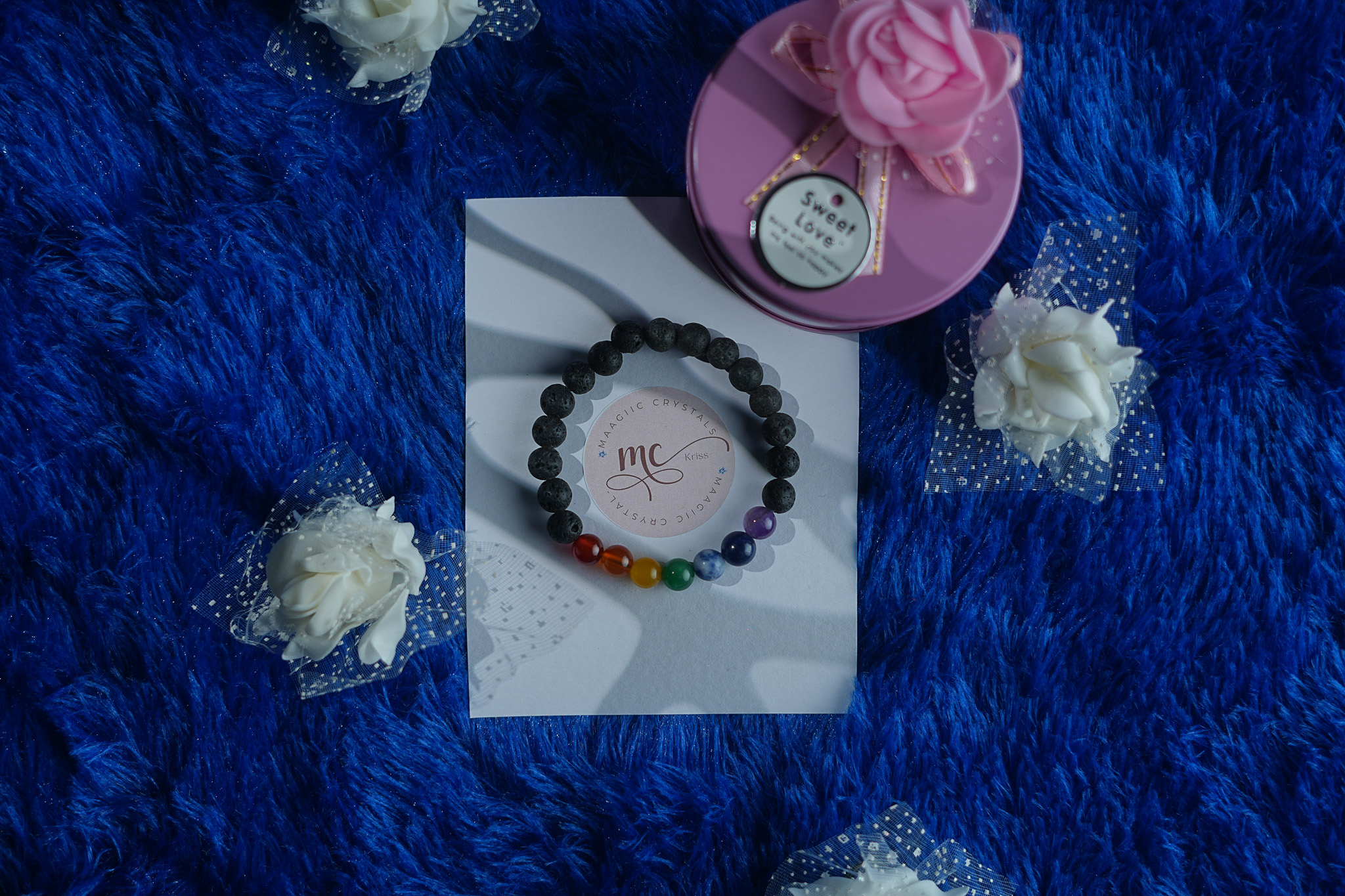 Lava Seven Chakra Crystal Bracelet