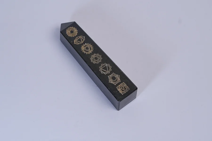 Black Tourmaline with Seven Chakra Crystal Tower