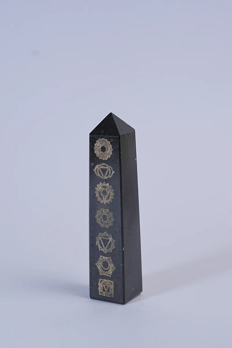 Black Tourmaline with Seven Chakra Crystal Tower thumbnail 2