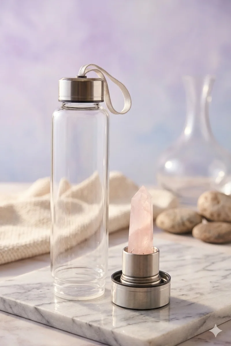 Rose Quartz Crystal Water Bottle