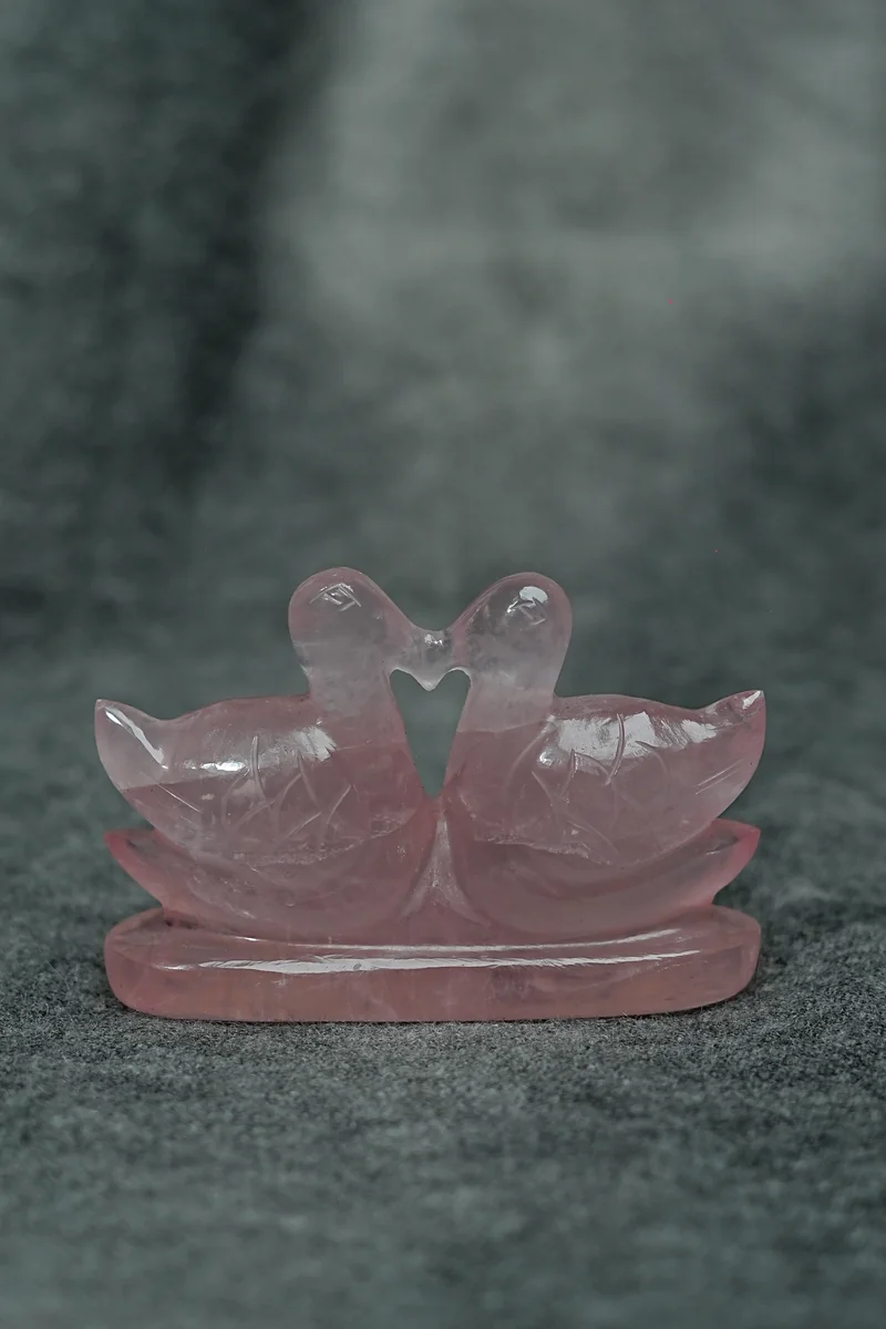 Rose Quartz Swan Pair
