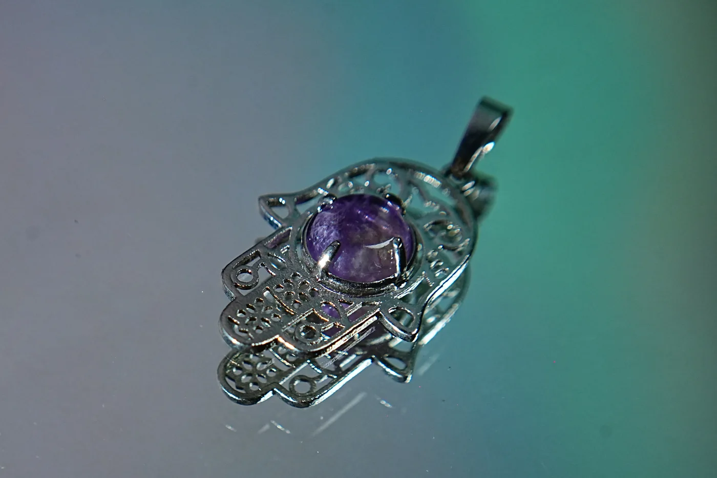 Hamsa Amethyst Pendant thumbnail 3