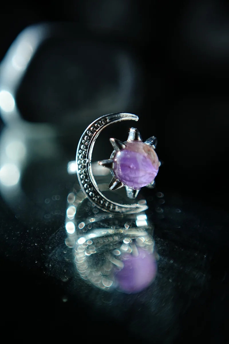 Amethyst Half Moon Ring thumbnail 2