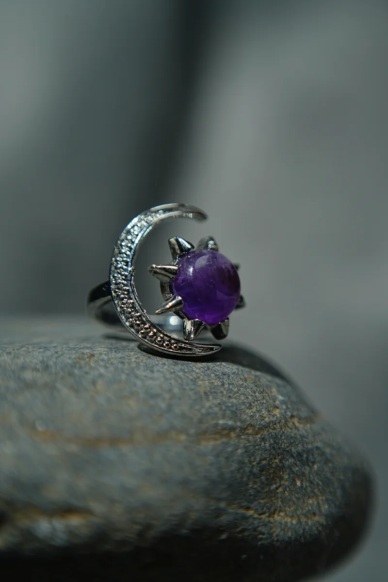 Amethyst Half Moon Ring thumbnail 3