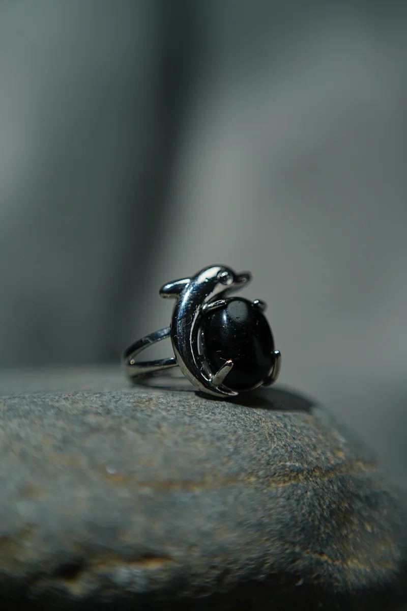 Black Tourmaline Dolphin Ring thumbnail 2