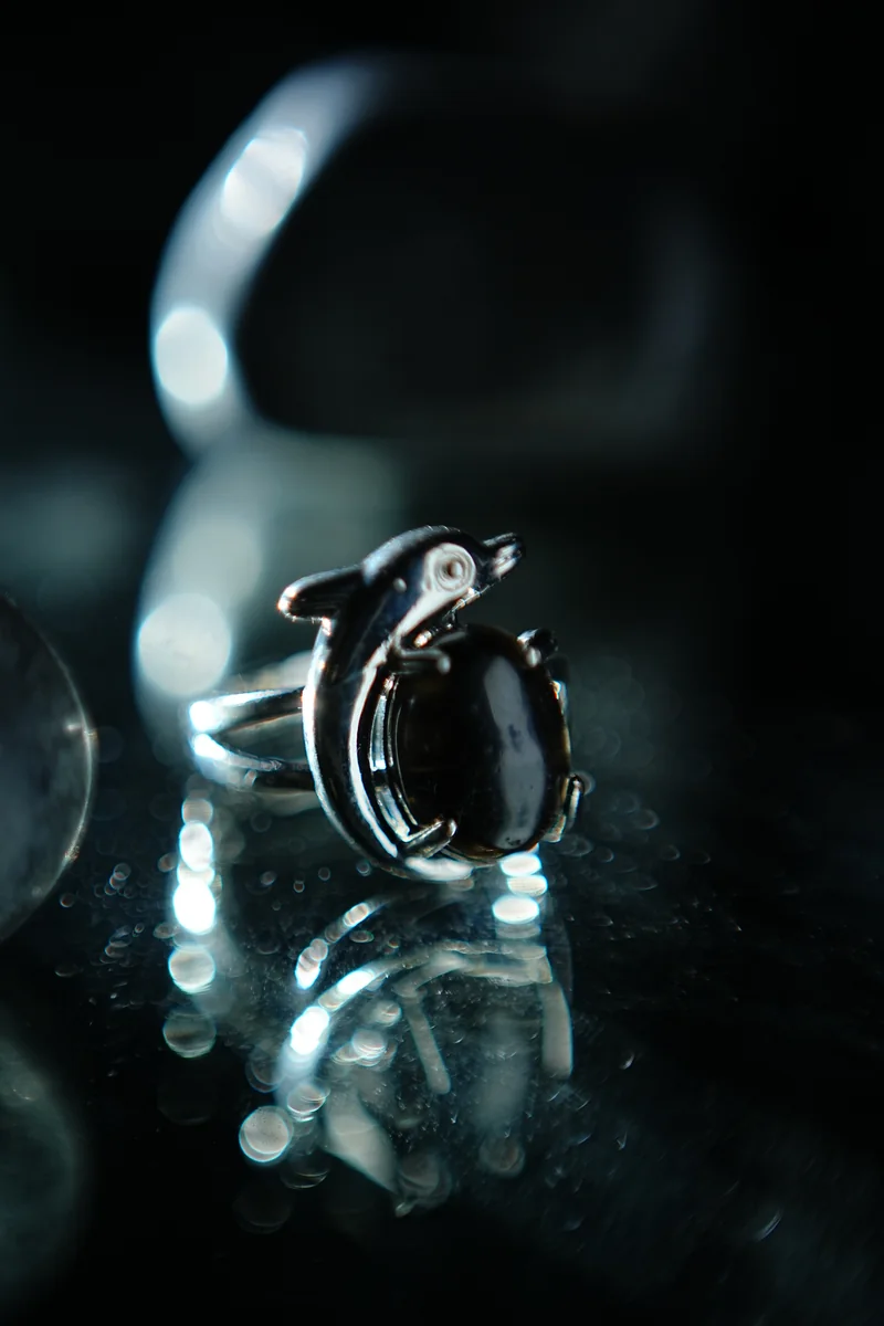 Black Tourmaline Dolphin Ring thumbnail 3