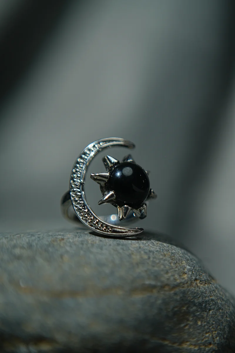 Black Tourmaline Half Moon Ring thumbnail 2