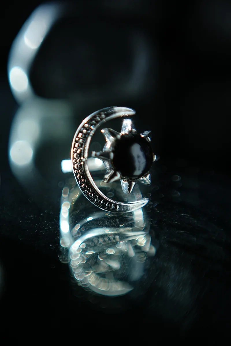 Black Tourmaline Half Moon Ring thumbnail 3