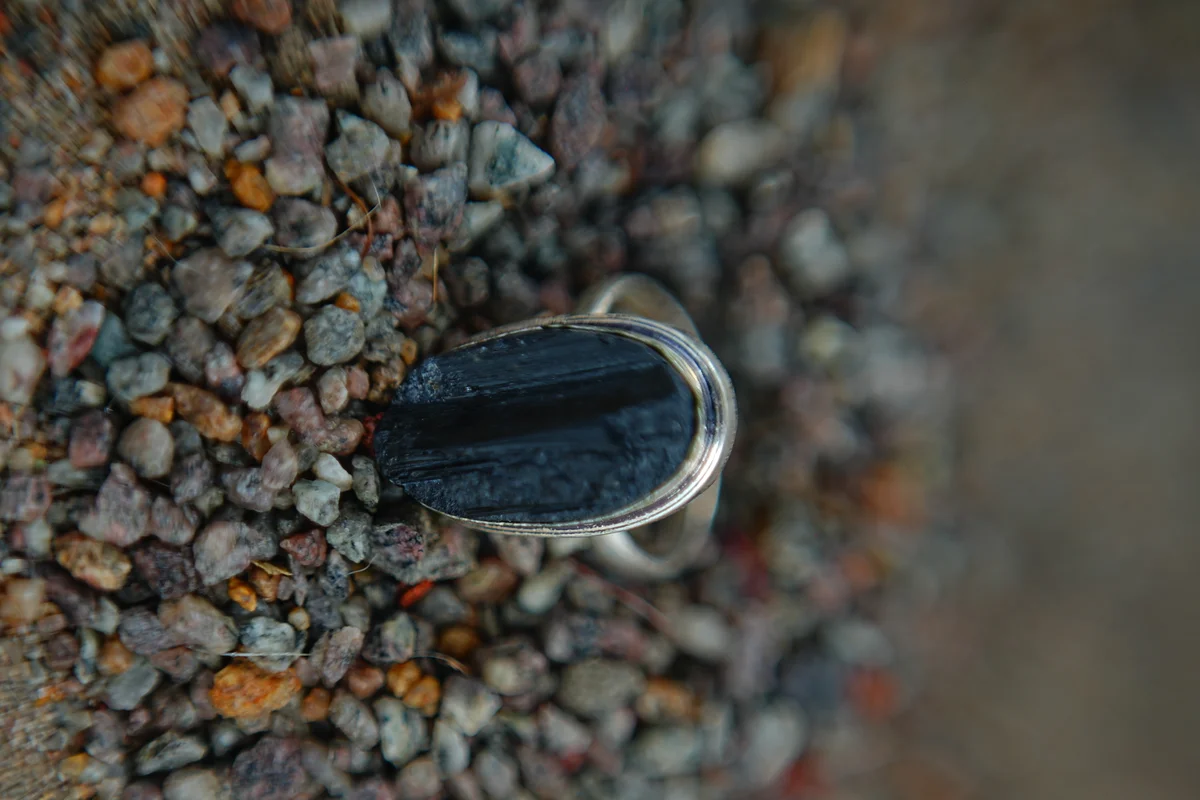 Raw Black Tourmaline Ring