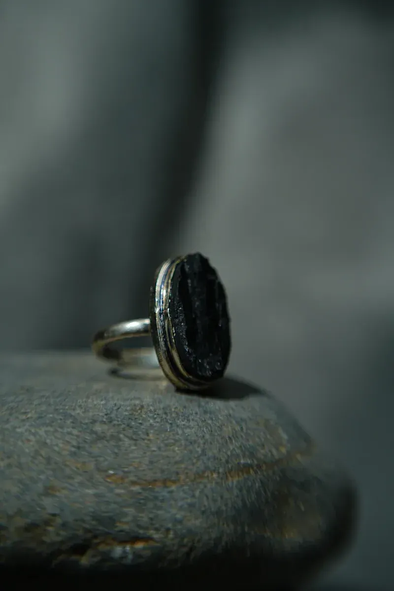 Raw Black Tourmaline Ring thumbnail 3