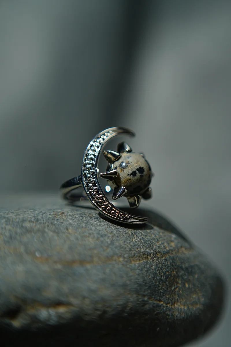 Dalmatian Jasper Half Moon Ring thumbnail 2