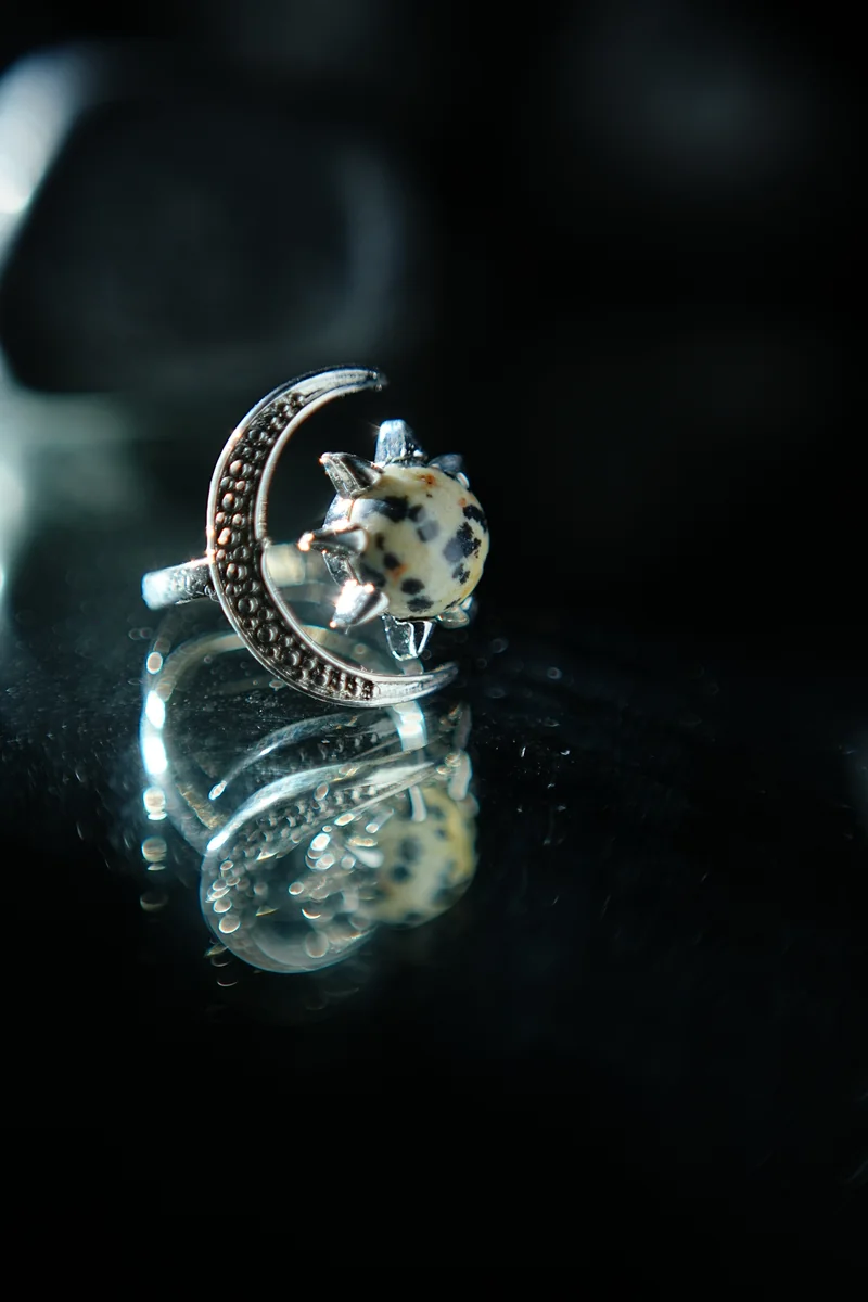 Dalmatian Jasper Half Moon Ring thumbnail 3