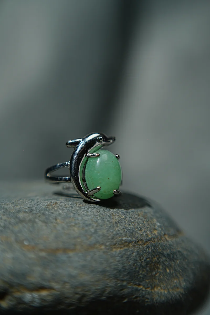 Green Aventurine Dolphin Ring thumbnail 2