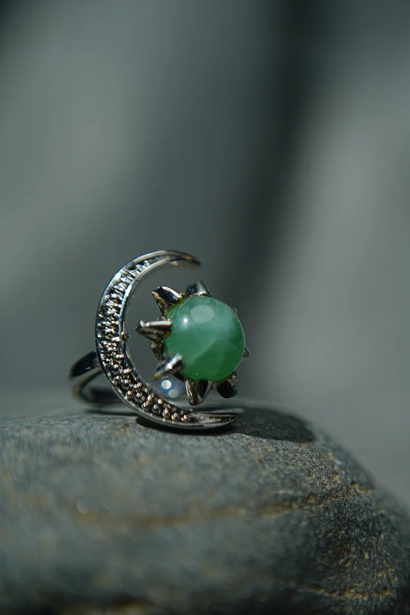 Green Aventurine Half Moon Ring thumbnail 2