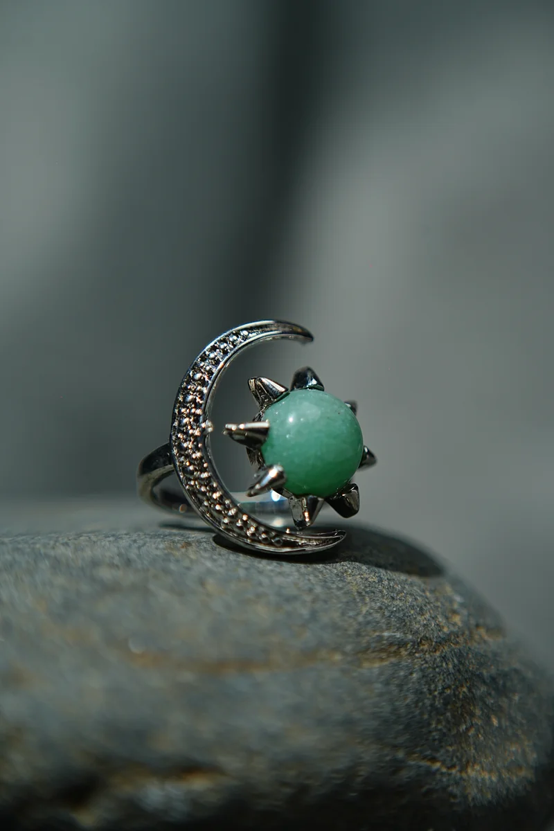 Green Aventurine Half Moon Ring thumbnail 3