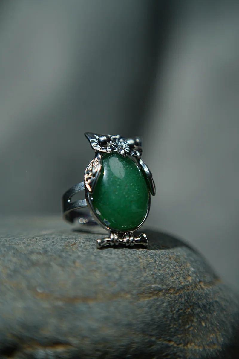 Green Aventurine Owl Ring thumbnail 2