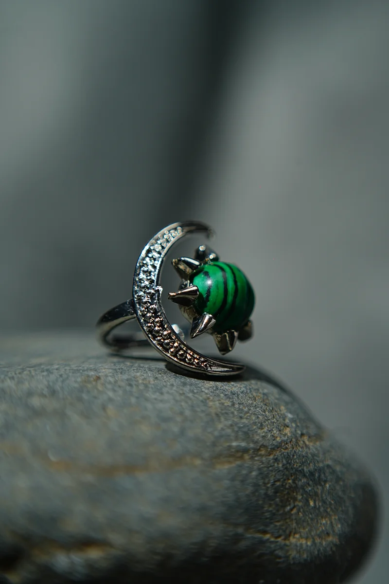 Malachite Half Moon Ring thumbnail 2