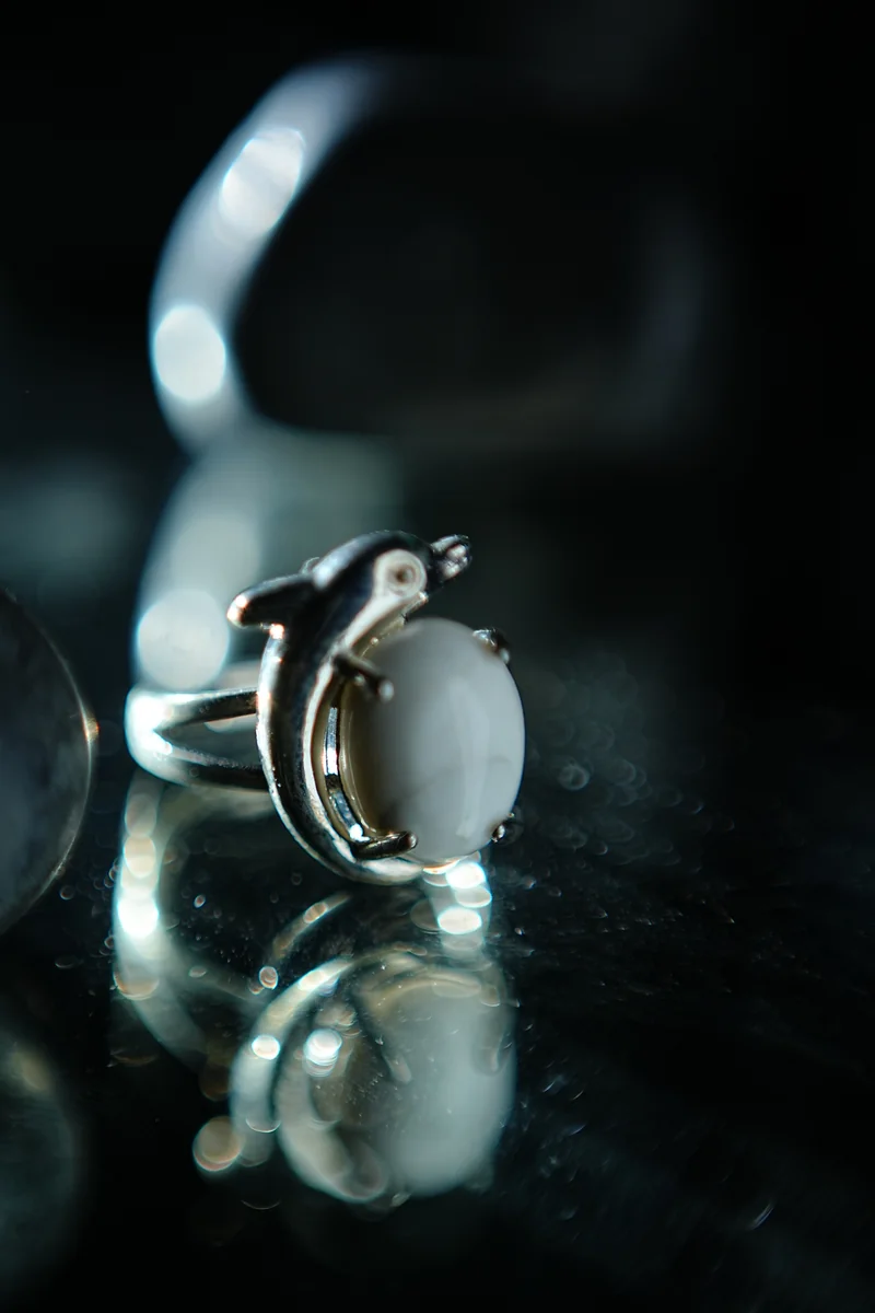 White Howlite Dolphin Ring thumbnail 3