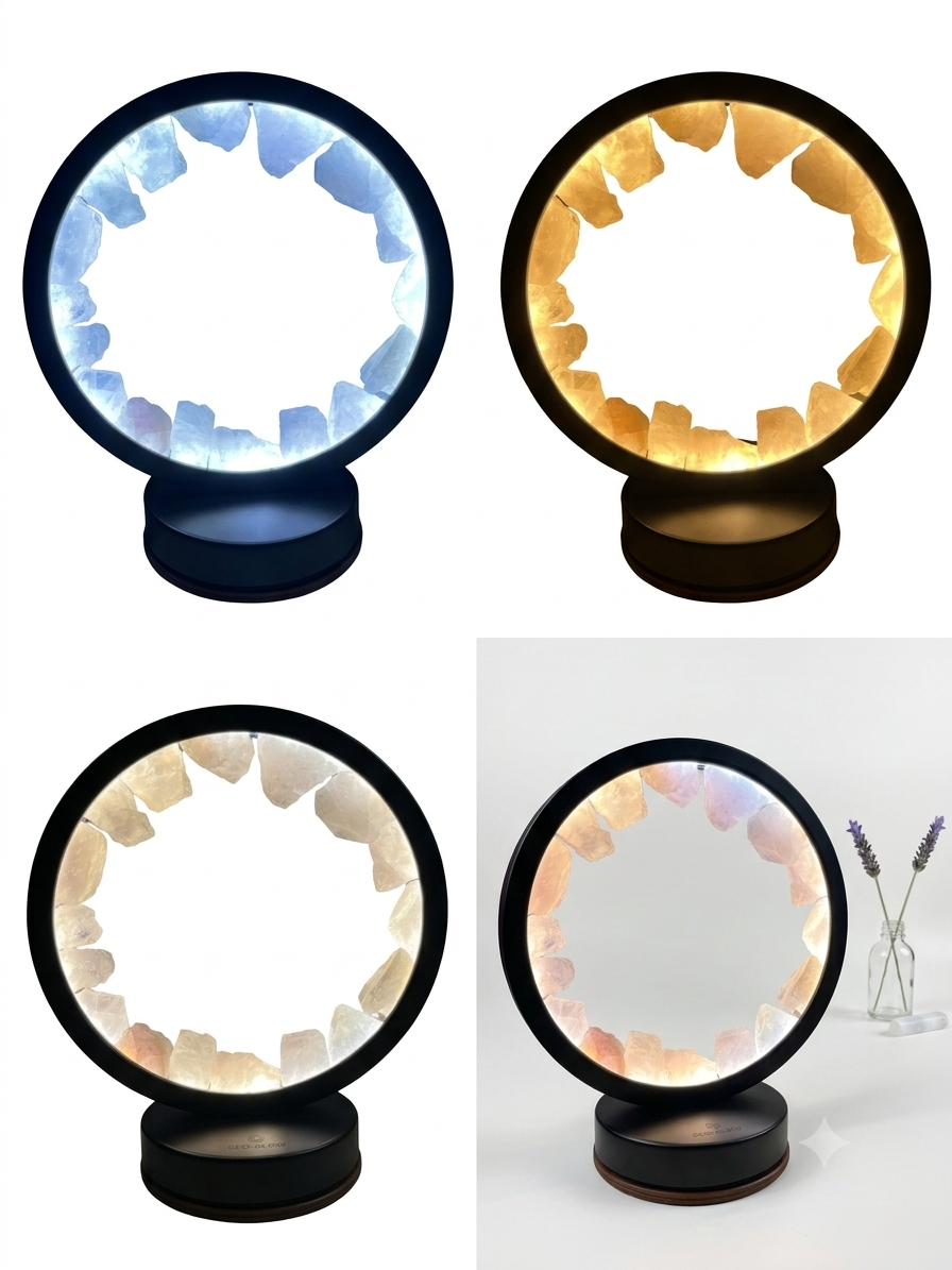 Raw Rose Quartz LED Ring Lamp thumbnail 4